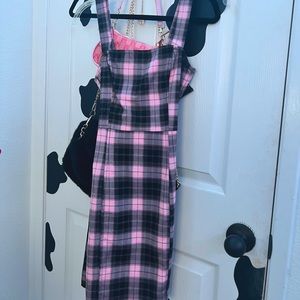 H&M pink and black plaid mini dress